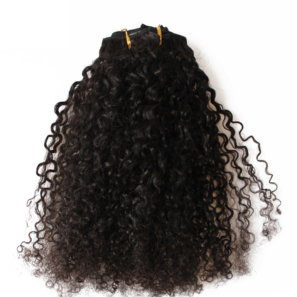 Mongolian Kinky Curly Clip Ins Human Hair