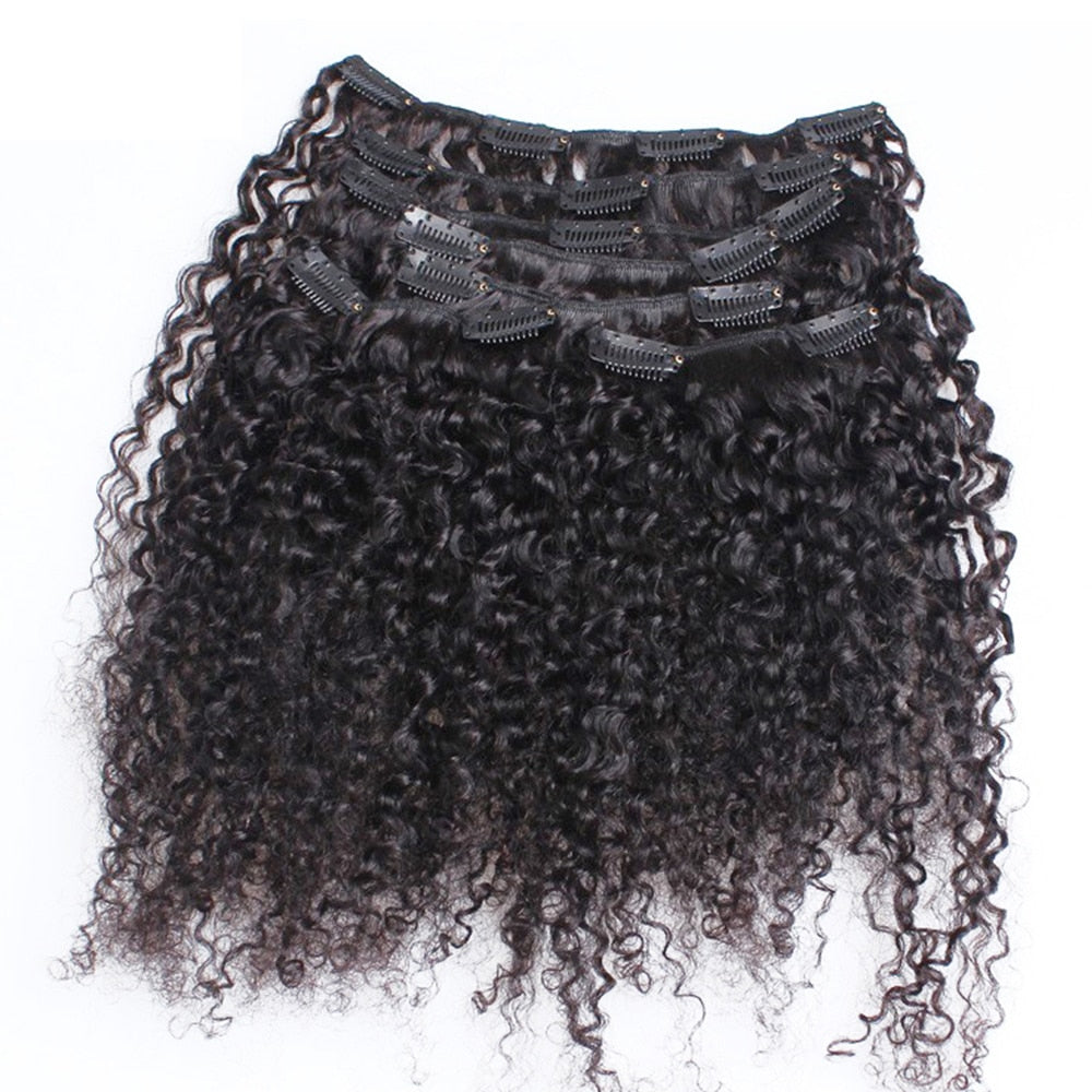 Mongolian Kinky Curly Clip Ins Human Hair