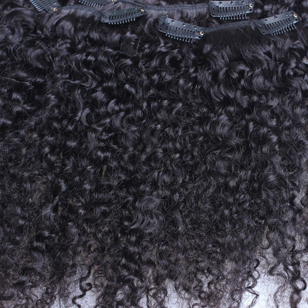 Mongolian Kinky Curly Clip Ins Human Hair