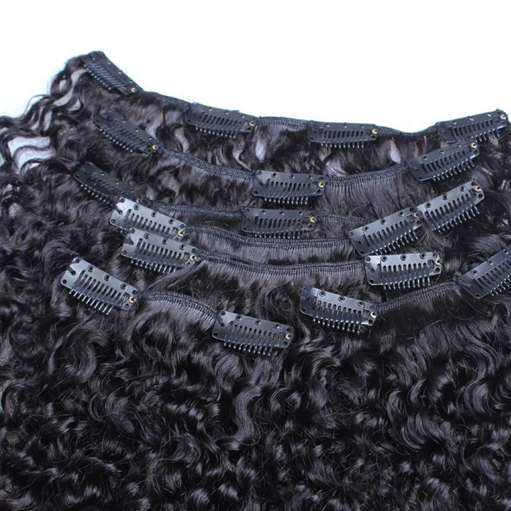 Mongolian Kinky Curly Clip Ins Human Hair