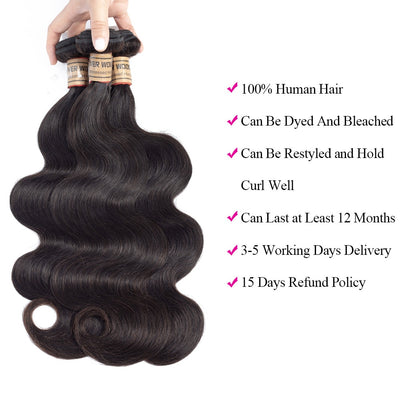 Body Wave Bundles With Closure Malaysian Human Hair