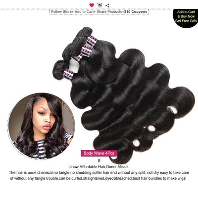 Brazilian Hair Weave Bundles 100% Human Hair