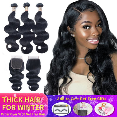 Body Wave Bundles With Closure Malaysian Human Hair